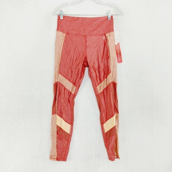 NEW Good American Cream Orange Rosy Rust Sheer Athleisure Yoga Leggings P6398 - Picture 1 of 8